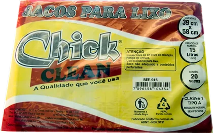 Saco de lixo preto 15 L (10 un)