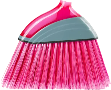 Vassoura Canto formato inclinado e cerdas rosa