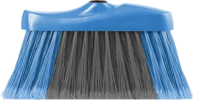 Vassoura New Prime Bicolor base azul e cerdas azuis e cinza